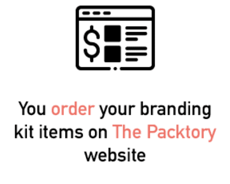 You order your branding kit items on the packtory website